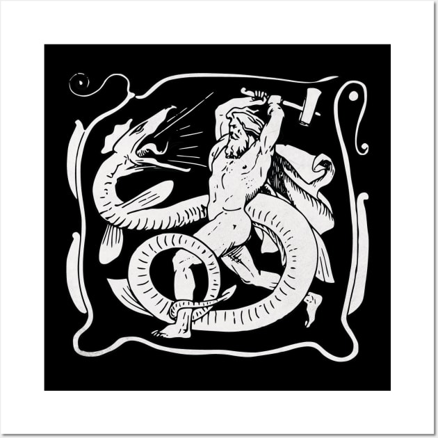 Thor Jörmungandr Battle Ragnarök Wall Art by Beltschazar